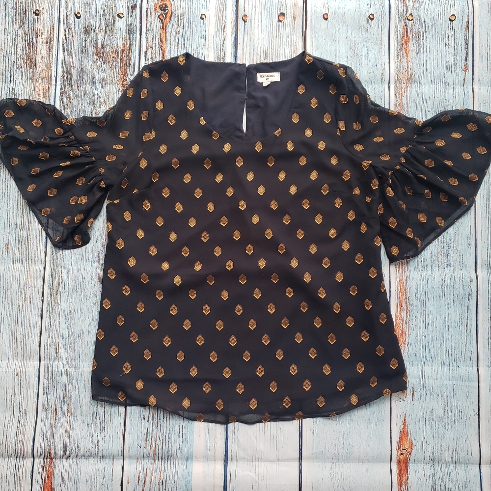 World Market Black Golden Blouse